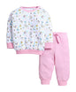 BUMZEE Baby Girls Cotton Round Neck Full Sleeves Animal Print T-Shirt & Jogger Set White & Baby Pink - 18-24 Months (Peb11086E-w
