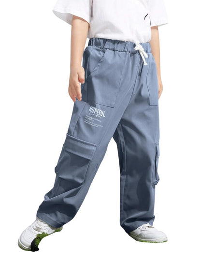 TAGAS Side Pocket Regular Slim Kids ||Relaxed Trouser ||Pant for Loose Comfortable Cargo ||Boys Joggers|| (KC-6-HOPE-GRAYISH Blu