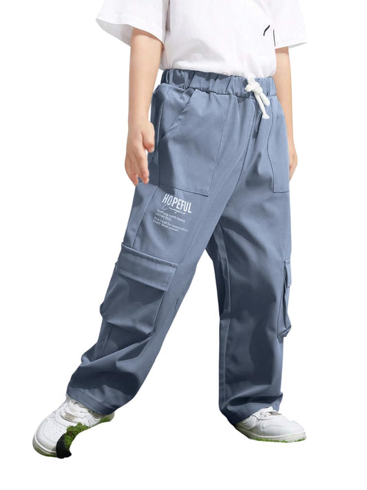 TAGAS Side Pocket Regular Slim Kids ||Relaxed Trouser ||Pant for Loose Comfortable Cargo ||Boys Joggers|| (KC-6-HOPE-GRAYISH Blu