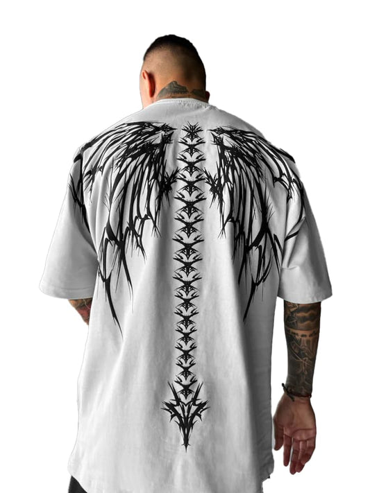 Thalasi Cotton Aesthetic Oversized Tshirt For Men - White T Shirt For Mens Stylish | Half Sleeve Oversize Fit Round Neck Tshirts