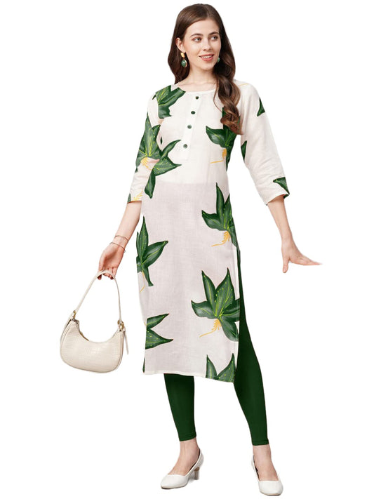 ANNI DESIGNER Womens Cotton Blend Traditional Straight Printed Kurta (RR Dup Green_XL_Green_X-Large)