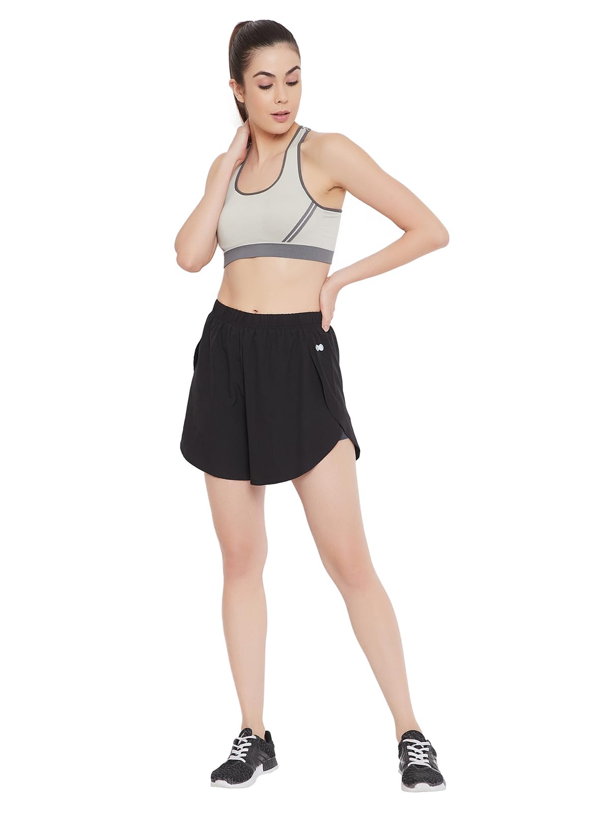 Clovia Womens Polyester Snug Fit Active Wear Sports Shorts (AB0061P13_Black_XXL)