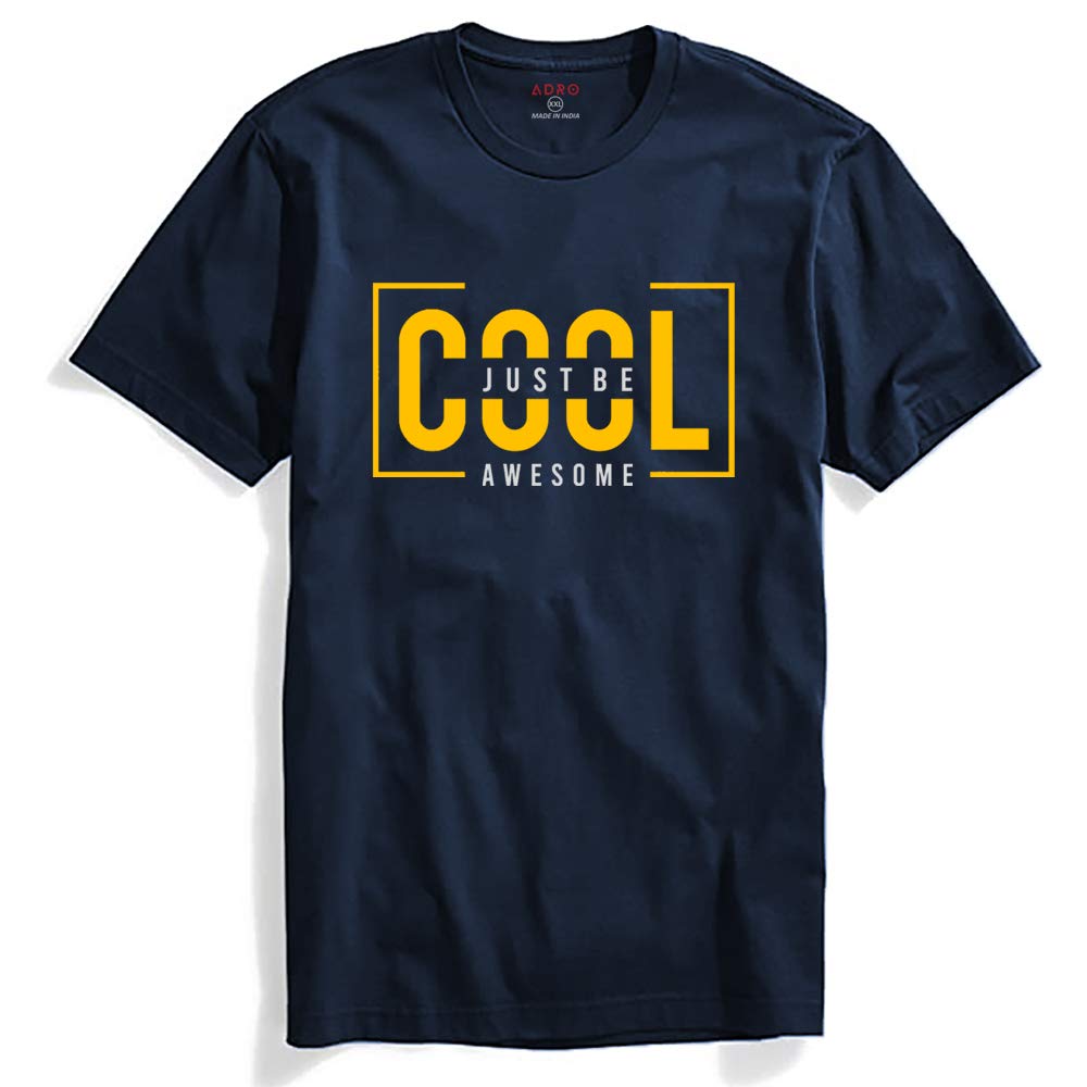 ADRO Just Be Cool Design Printed T-Shirts for Men & Women (RNR-S35-JBA-NB_Navy)