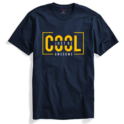 ADRO Just Be Cool Design Printed T-Shirts for Men & Women (RNR-S35-JBA-NB_Navy)