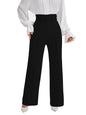Shasmi Womens Elegant Black Solid Color High Waisted Belted Toothpick Stripe Design Straight Loose Casual Women Pants, Minimali