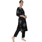 LookMark Women Women's Trendy Printed Cotton Blend Straight Black Color Kurta and Pant Set (KS2074-S)