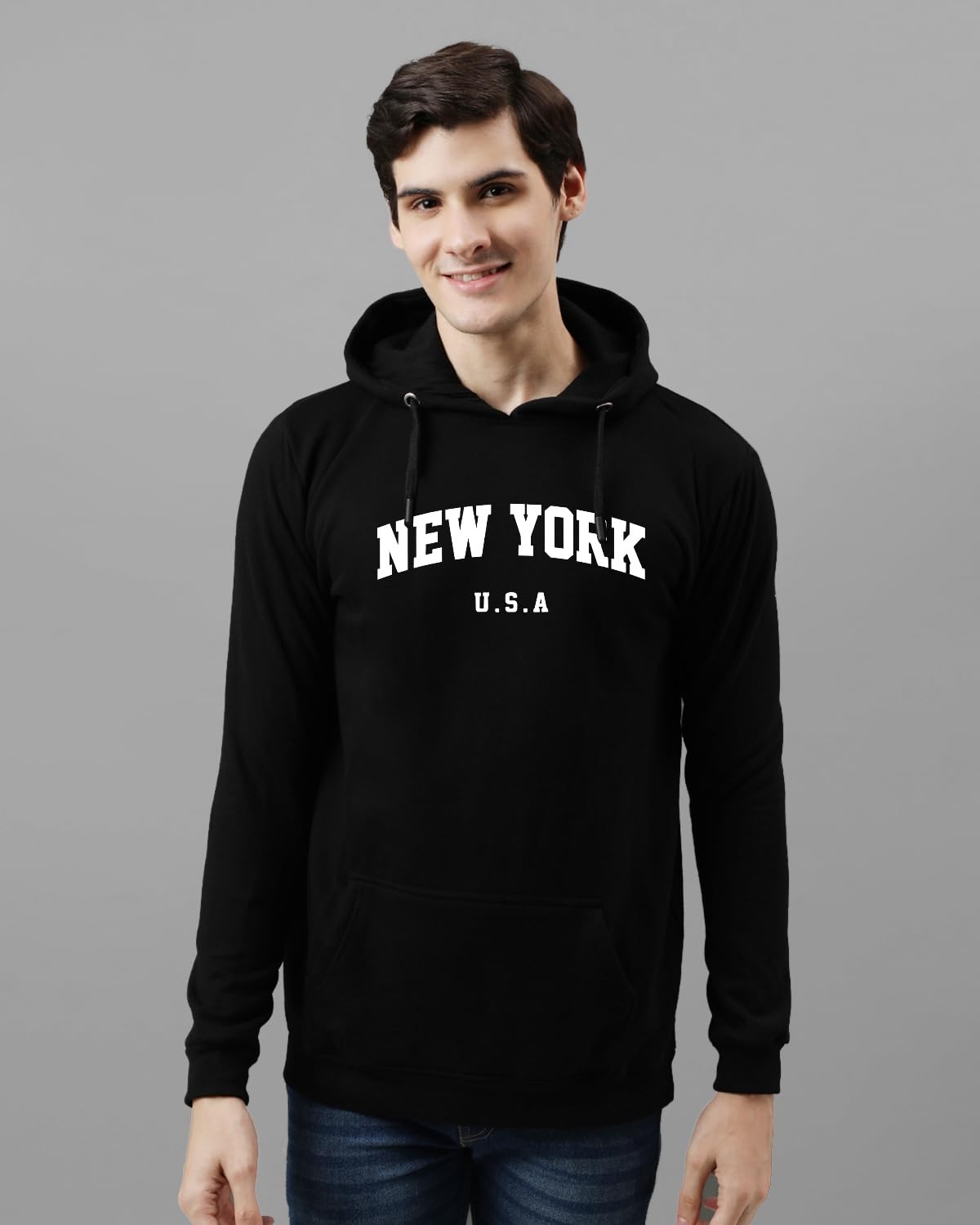 ADRO Men's Cotton Blend Neck Hooded Sweatshirt (H24-NEW)