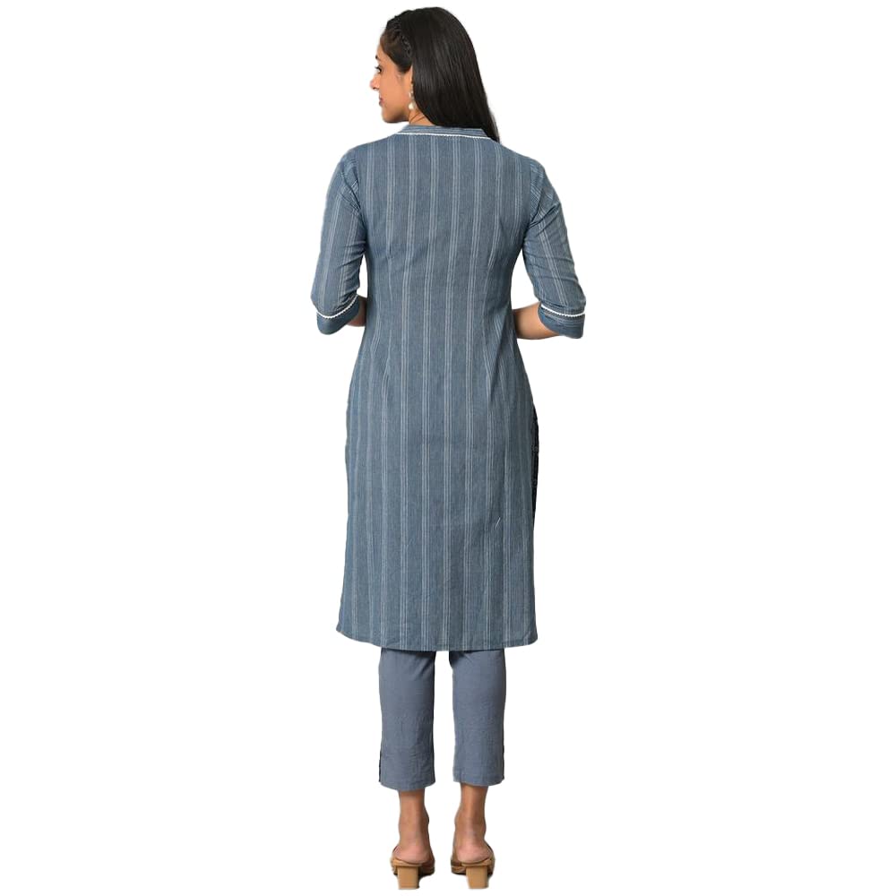 Aurelia WomenS Blue Geometric Printed Printed Cotton Regular Kurta