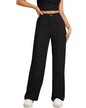 Toochki Women Straight Fit Spandex Blend Solid Trousers Black