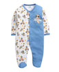 Bumzee Boys Cotton Full Sleeves Sleepsuit White & Blue - New Born (Peb10924A-Wht)