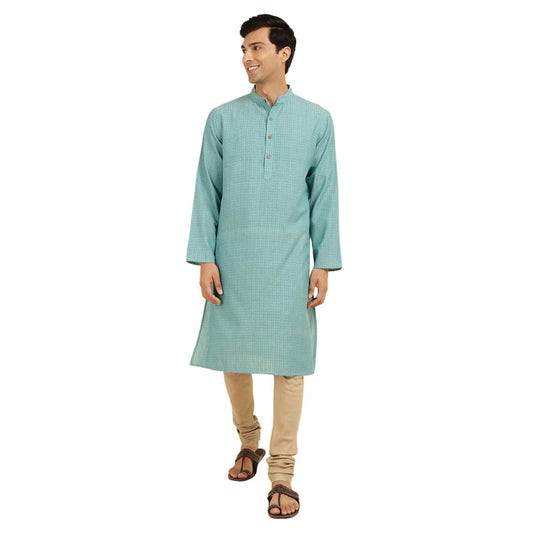 Fabindia MenS Cotton Woven Relaxed Kurta (1037119Teal_Teal