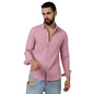Campus Sutra Mens Salmon Pink Self-Design Striped Shirt for Casual Wear | Spread Collar |Long Sleeve | Button Closure | Shirt C