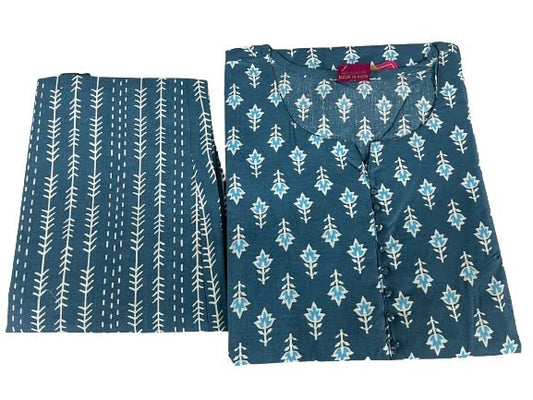 ANNI DESIGNER Womens Cotton Blend Floral Regular Kurtas & Kurtis (Dona-All Designs_Blue_XX-Large)