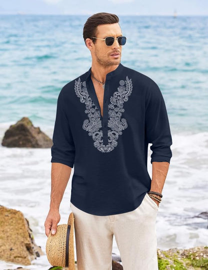 Finivo Fashion MenS Cotton Blend Short Kurta With Full Sleeves And Ethnic Neck Design | Casual Crinkle Texture Kurta With Mandar