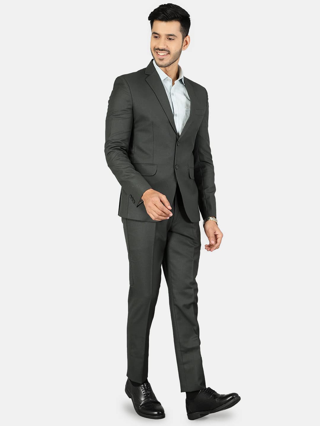 WINTAGE Mens Polyester Cotton Plain Green Two Piece Suit : 36/ XS