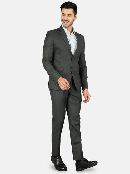 WINTAGE Mens Polyester Cotton Plain Green Two Piece Suit : 40/ M