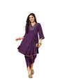Ishin Women Sequin V-Neck Embellished Knee Length Flared Kurta With Dhoti Pants