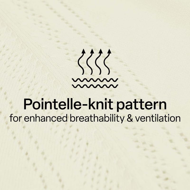 BlissClub Pointelle at-Ease CottonKnit Top | 100% Cotton top| Breathable | Ventilation Panels | Short Sleeves