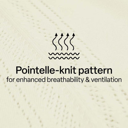 BlissClub Pointelle at-Ease CottonKnit Top | 100% Cotton top| Breathable | Ventilation Panels | Short Sleeves