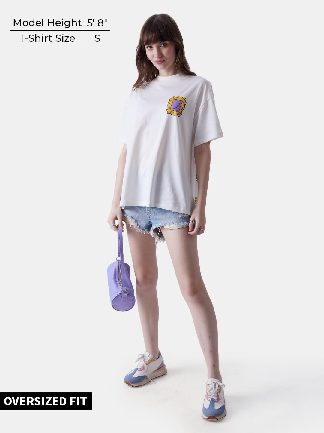 The Souled Store F.R.I.E.N.D.S: All Elements Womens Oversized Fit Graphic Printed Half Sleeve Cotton White Women Oversized T-Shi