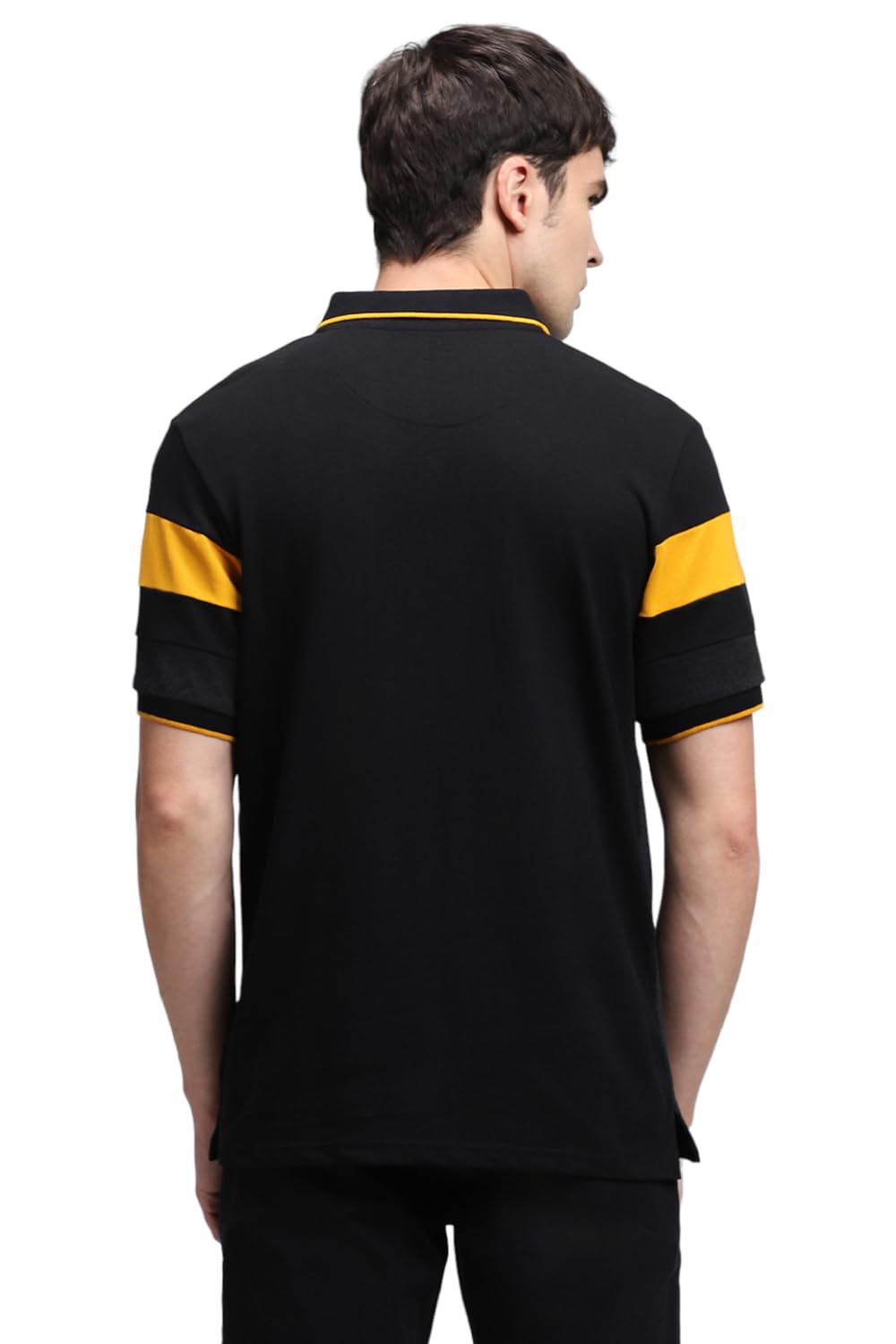 Dennis Lingo MenS Cotton Black Color Blocked Polo T-Shirt