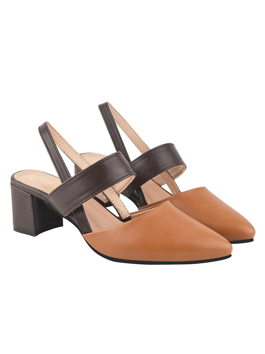 Shoetopia Solid Pointed Toe Tan Pumps For Women & Girls /Eu38