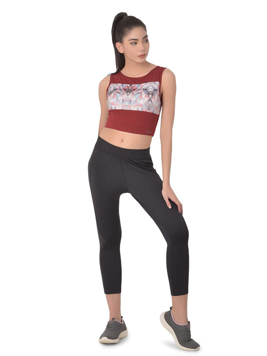 Clovia Womens Activewear Sports Crop Top (AT0152Q09_Maroon_L)