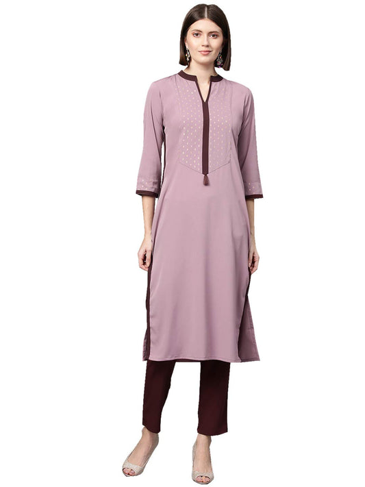 ZIYAA Women's Crepe Solid Regular Kurta
