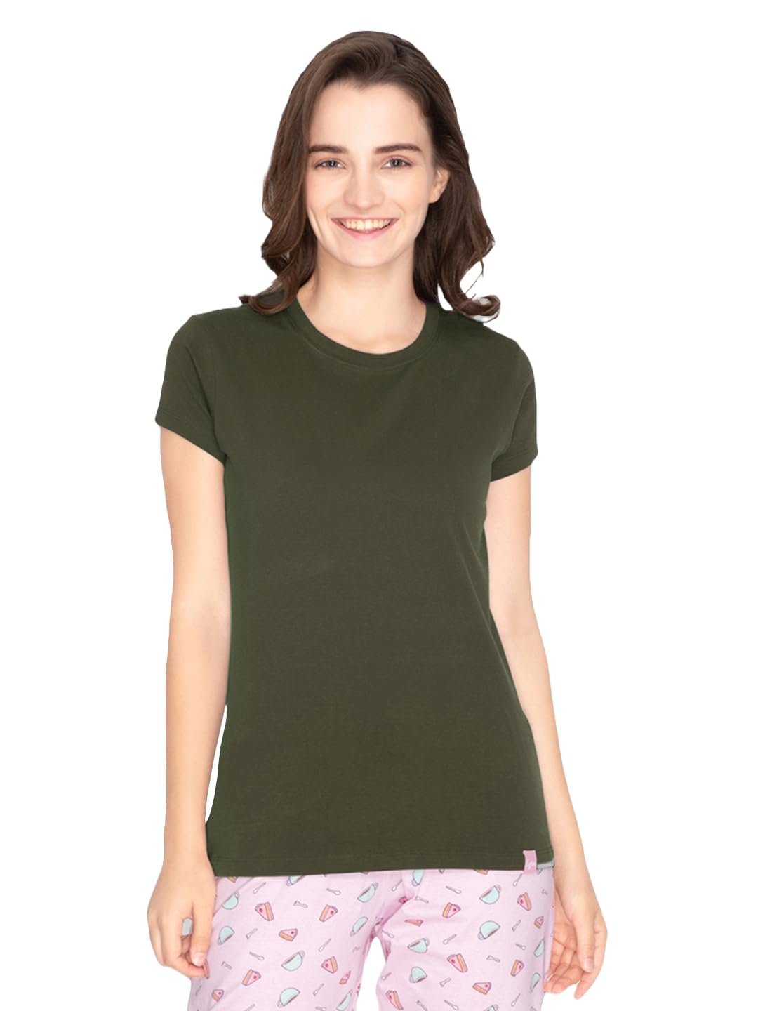 Lyra Women Solid Round Neck Tshirt