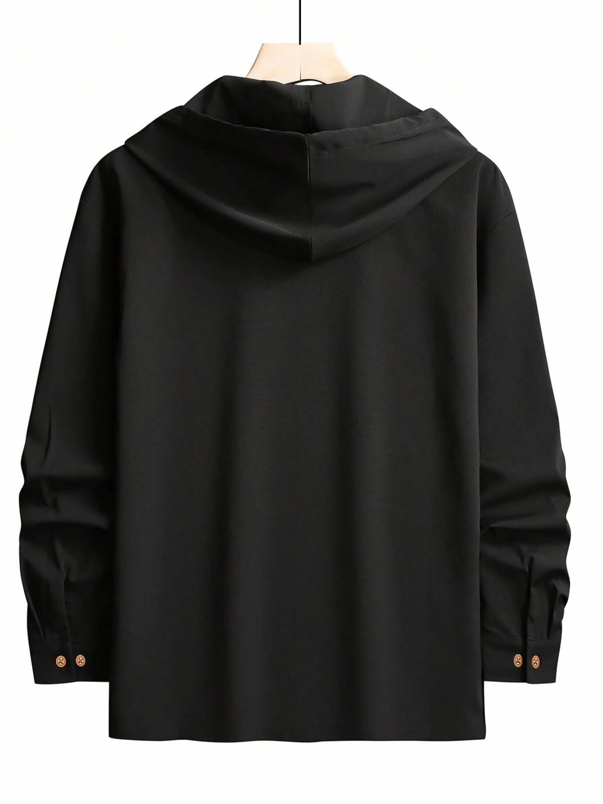 Noble Monk Mens Relax Fit Hooded Shirt Black