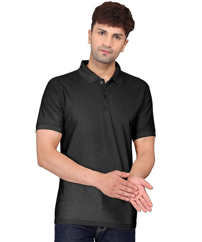 Baghadbillo MenS Regular Fit Solid Polo Half Sleeve T-Shirt Black