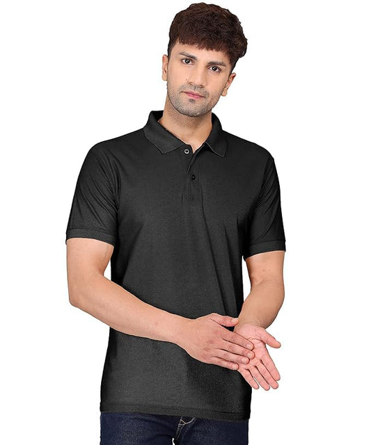 Baghadbillo MenS Regular Fit Solid Polo Half Sleeve T-Shirt Black
