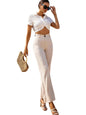 Kotty WomenS Regular Fit High Rise Solid Trousers Off White