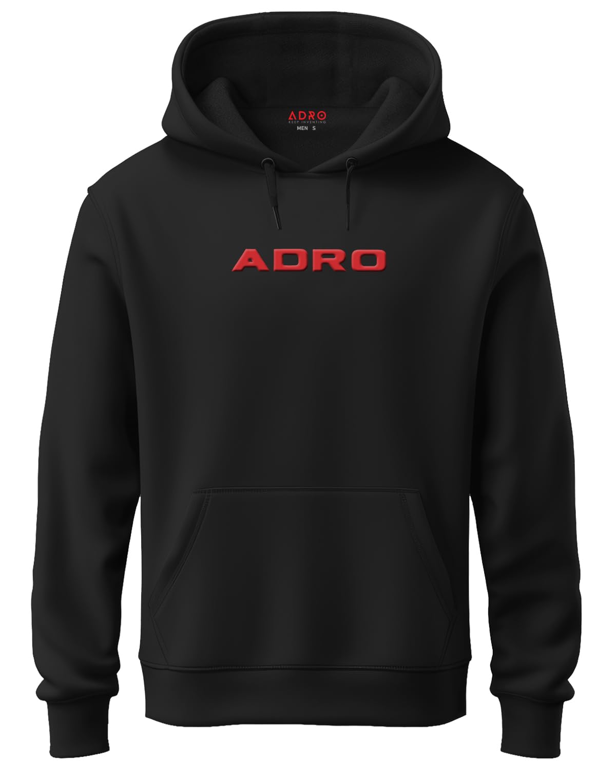 ADRO Mens Hoodies with Hail The Dragon Puff Backside Printed, 100% Cotton 340GSM. (H23-M-DRA-BL_Black)
