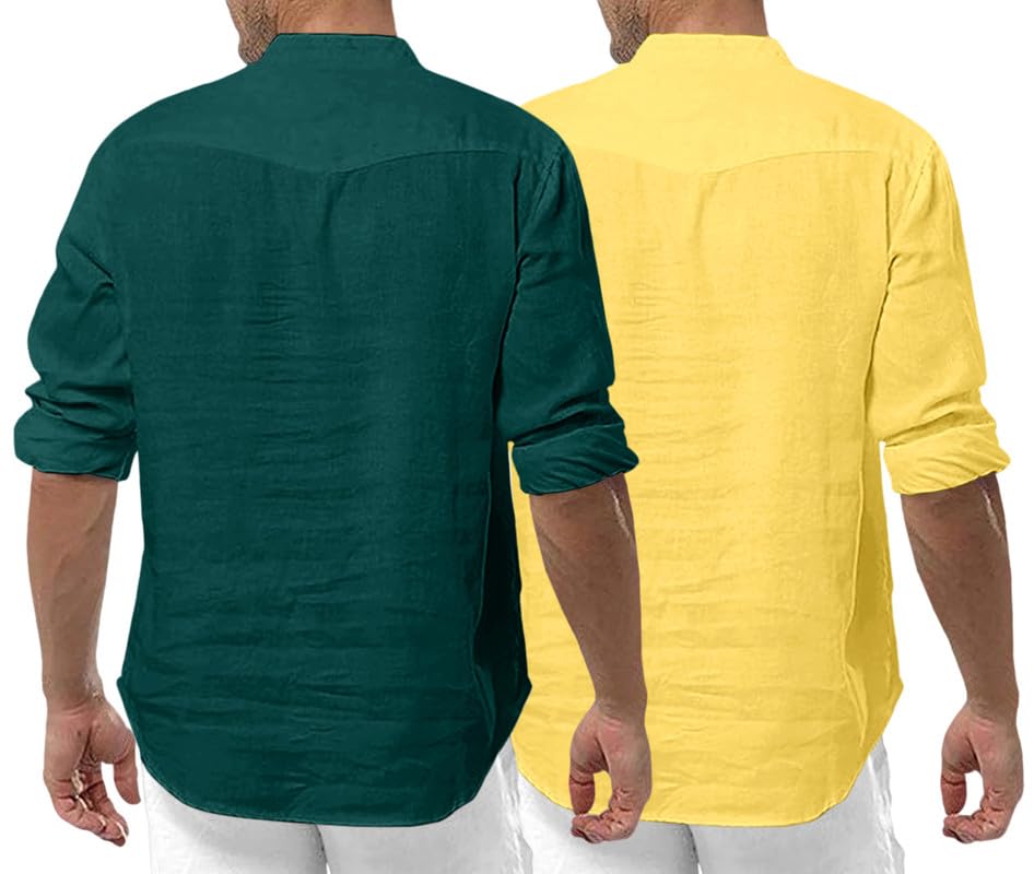 Royalscout MenS Cotton Polyester Blend Solid Regular Fit Full Sleeve Short Kurta | Ethnic, Lightweight Summer Kurta For Daily &