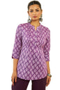 Soch Womens Purple Cotton Tunic with Floral Print and Pin Tucks