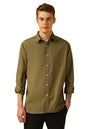 Dennis Lingo MenS Lt Olive Full Sleeve Spread Collar Solid Regular Fit Casual Shirt
