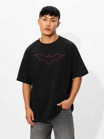The Souled Store Official Batman Originals: Justice Oversized T-Shirt for Men Boys Cotton Casual Half Sleeves Baggy Loose Fit Dr