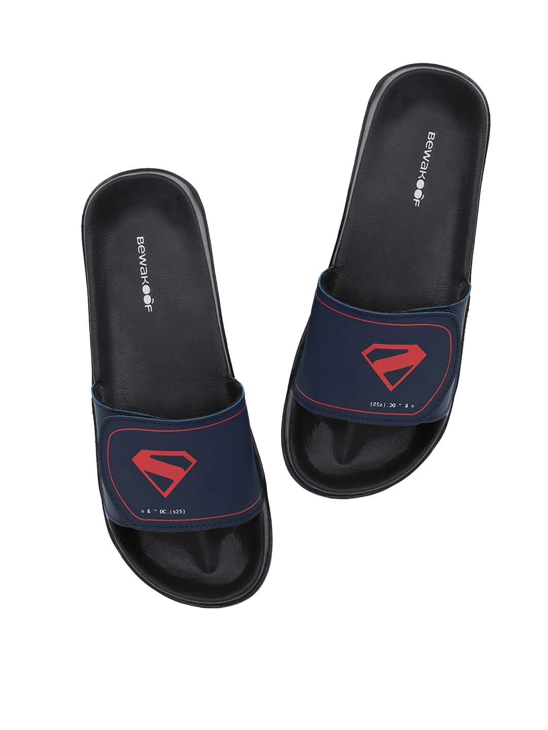 Bewakoof Official Dc Merchandise MenS Black Superman Printed Velcro Sliders_684560_Black_Uk6