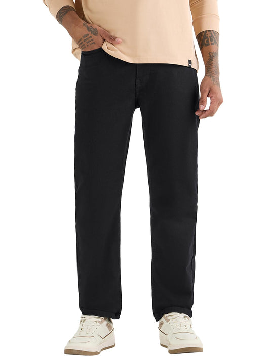 Bewakoof Mens Washed Regular Fit Cotton Jeans_654895_Black_32