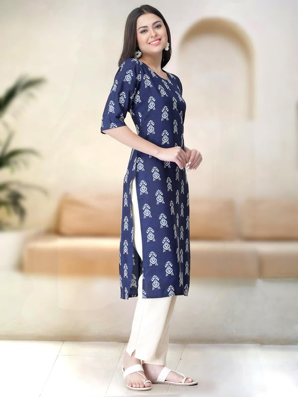 Pinkmint Straight Printed Kurti Party WERA Kurti Kurta Pant Set (Pack of 2)