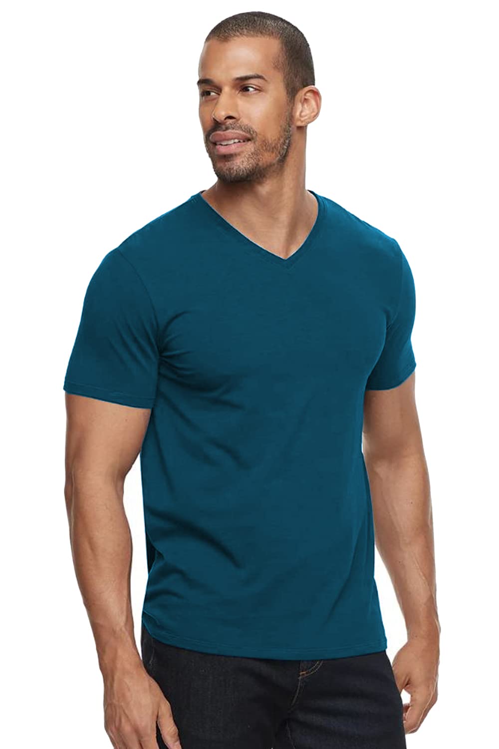 ADRO Men's V Neck Combo Plain Cotton T-Shirts_VCM2-PLN-NB-SB
