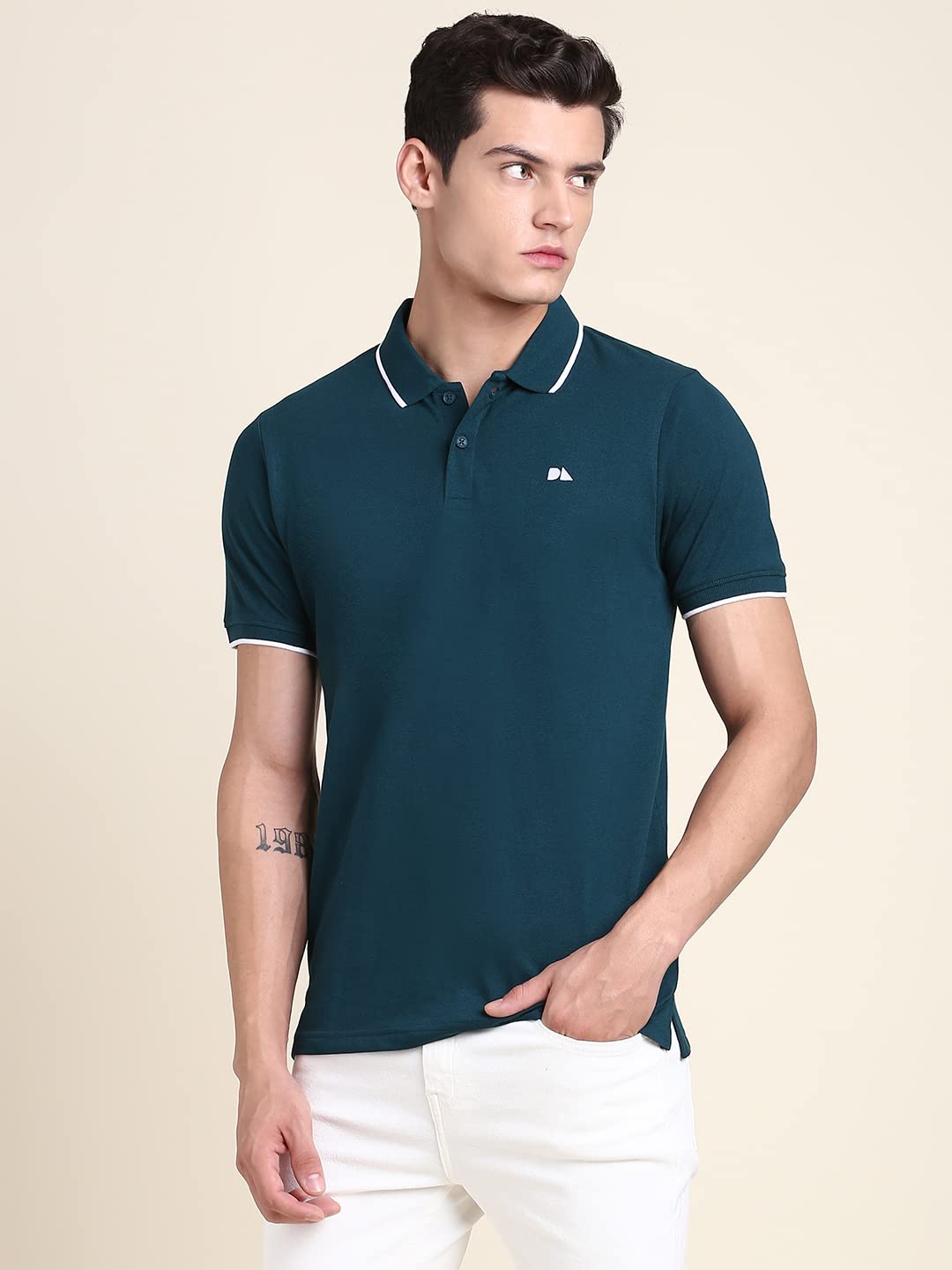 Dennis Lingo Mens Slim Fit Teal Polo T-Shirt