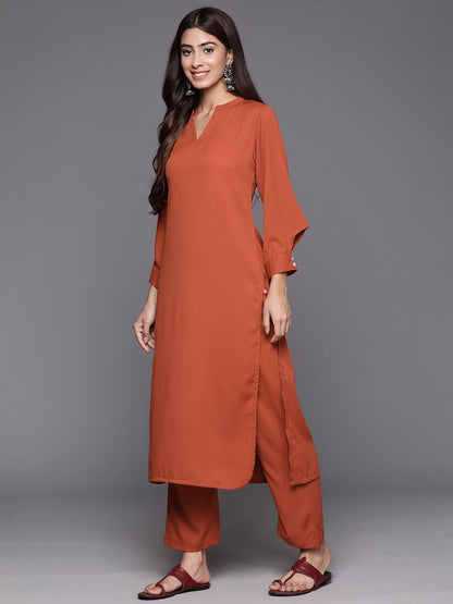 Varanga WomenS Silk Blend Solid Regular Kurta Set  Elegant & Comfortable Ethnic Wear For Women, Perfect For Casual & Festive Oc