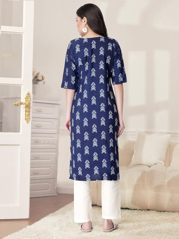 Pinkmint Kurta Set for Women Cotton Printed Straight Kurta with Pant (Pack of 1)