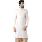Kisah Men Cream-Coloured Kurta Full Sleaves, Knee Length, Straight, Regular Fit, Mandarin Collar Ethnic Wear