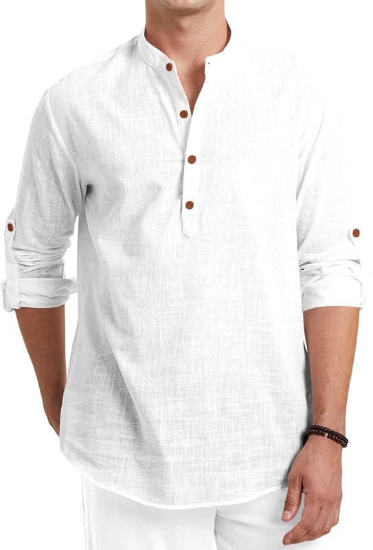 Macsivo MenS Cotton Polyester Blend Solid Short Kurta With Mandarin Collar Full Sleeve Button Closure Curved Hem Regular Fit |