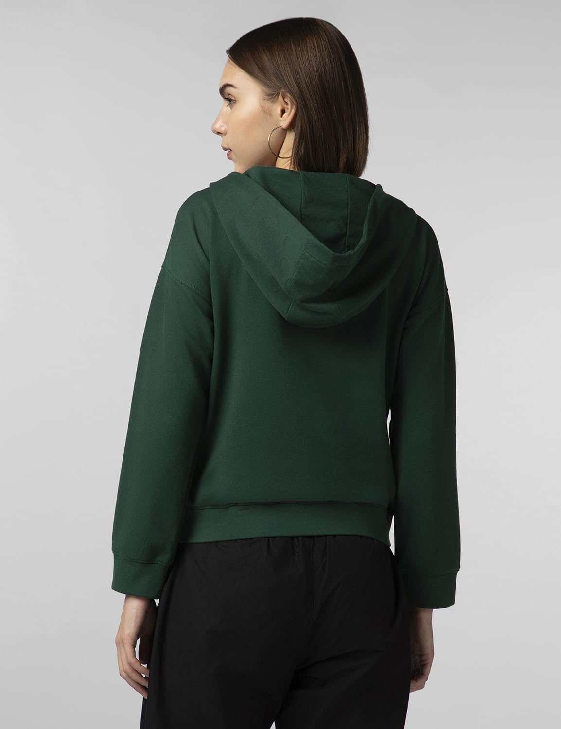 FYLTR Womens Drop Shoulder Hoodie with Lace Up Neck Detailing & Contrast Drawcord