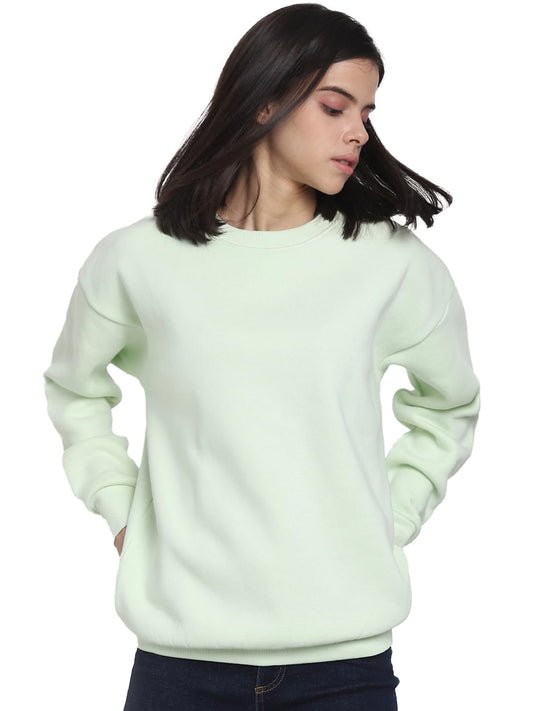 Bewakoof Heavy Duty 1.0 Womens Solid Oversized Plus Size Sweatshirt_596455_Green_5XL