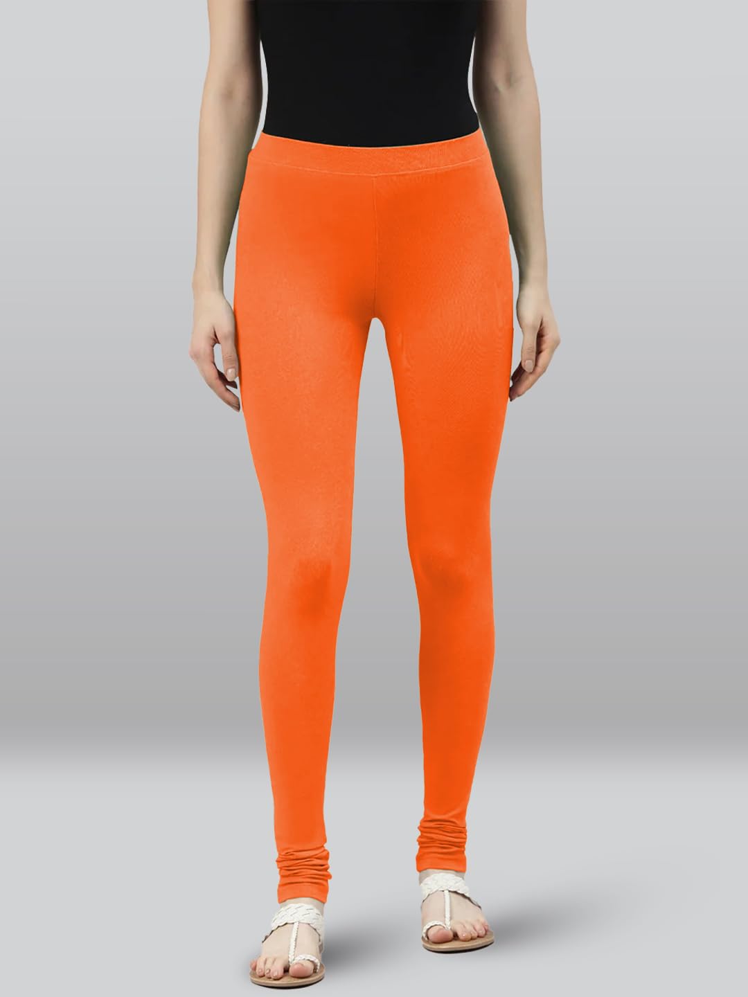 Lyra Premium Viscose Full Length Churidar Leggings For Women Orange